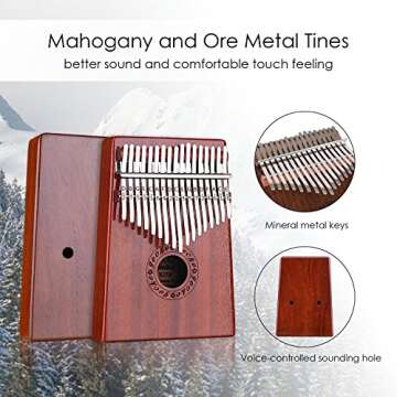 GECKO Kalimba 17 Keys Thumb Piano with Waterproof Protective Box, Tune Hammer and Study Instruction, Portable Mbira Sanza Finger Piano, Meditation Sound, Gift for Kids Adult Beginners Professional