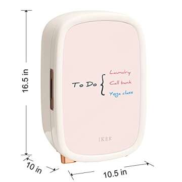 IKER Beauty Mini Fridge, 12 Liter Compact Refrigerator for Skin Care, Makeup and Cosmetic Products, Skincare Fridge for Women & Teen Girls, Portable Makeup Fridge for Bedroom, Office (White)