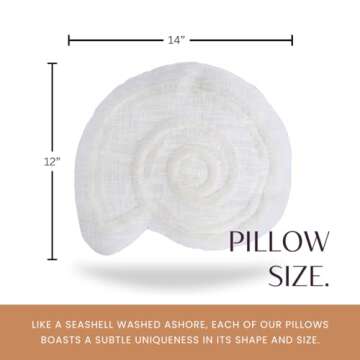 La Haven Living Ivory White Seashell Pillow | 14" Decorative Coastal Throw Pillows | Cotton Embroidered Shell Pillow | Beachy Room Decor | Cute Aesthetic Beach Throw Pillows | Coastal Granddaughter