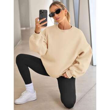 EFAN Sweatshirts Hoodies for Women Sweaters Maternity Clothes Oversized Tops Lounge Comfy Fall Fashion Outfits Winter 2024 Apricot S