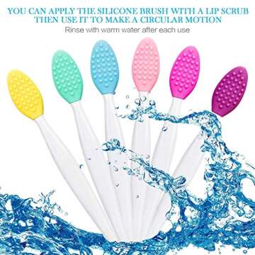 Silicone Exfoliating Lip Brush Double Sided Silicone Lip Brush Soft Cleaning Lip Exfoliator Brush Beauty Tool for Smoother Skin and Fuller Lip Appearance, 6 Colors