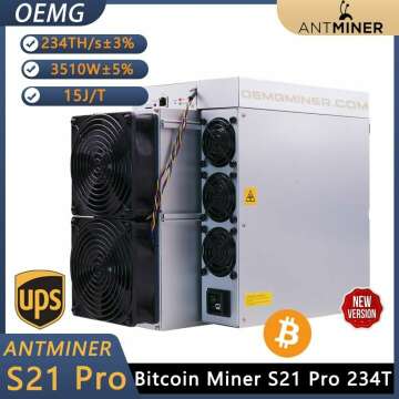 NEW Bitmain Antminer S21 Pro 234T 3510W 15J/T BTC Bitcoin Miner ASIC Miner Crypto Miner Include Power Cord (S21 Pro 234T 3510W)