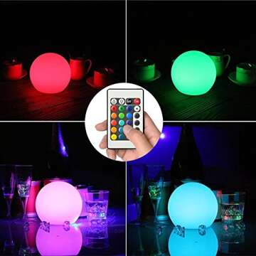 Borelor LED Ball Light, 6-Inch Rechargeable & Remote Control Globe Lights 16 RGB Colors Changing Indoor/Outdoor Night Light for Home/Party/Lawn/Desk Decoration