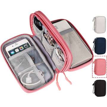 Travel USB Cable Accessories Bag/Case with Electronic Organizer, Waterproof for Storing Power Bank, Charging Cords, Chargers, Mouse, Earphones, and Flash Drive.