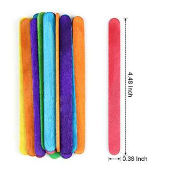 4.5 inch, Colored Craft Sticks, Wood Popsicle Sticks, Ice Cream Sticks for Classroom, Home, Kids Projects and DIY Craft Creative Designs, 100 pcs