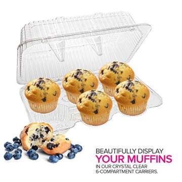 Stock Your Home 6-Compartment Plastic Cupcake Containers Disposable (40 Count) Clear Container with Connected Dome Lid, BPA Free, For Standard Sized Cupcakes