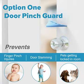 Neobay Door Pinch Guard and Stopper, Durable Silicone Finger Pinch Guard, Prevents Injuries, Slamming Doors, Kids Safety, 2 Packs Blue Upgraded