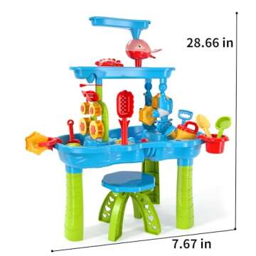 TEMI Sand Water Table for Kids, Outdoor Activity Sensory Play Table for Toddlers Age 3-5