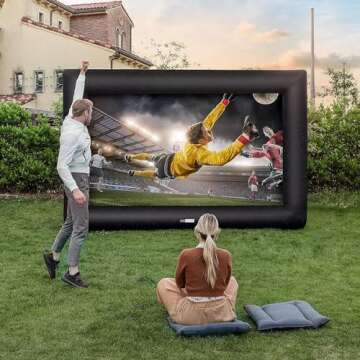 VIVOHOME 20 Feet Indoor and Outdoor Inflatable Blow up Mega Movie Projector Screen with Triangle Base and Carry Bag for Front and Rear Projection