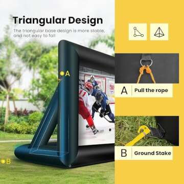 VIVOHOME 20 Feet Indoor and Outdoor Inflatable Blow up Mega Movie Projector Screen with Triangle Base and Carry Bag for Front and Rear Projection