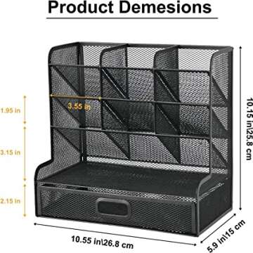 Mesh Desk Organizer with Drawer for Clutter-Free Workspace