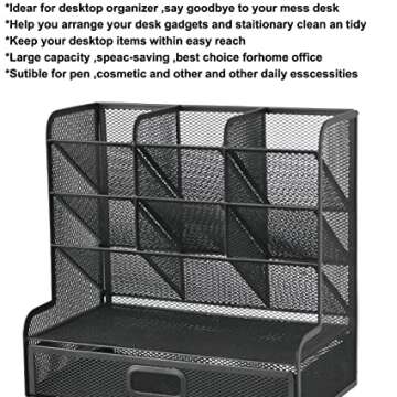 Mesh Desk Organizer with Drawer for Clutter-Free Workspace