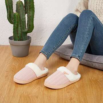 NineCiFun Women's Fuzzy Memory Foam Slippers - Cozy Comfort for Home