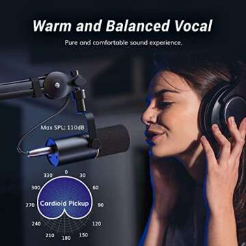 TONOR Dynamic Microphone, USB/XLR PC Microphone for Podcast, Recording, Live Streaming & Gaming, XLR Cardioid Studio Mic Music Voice-Over with Quick Mute, Headphone Output, Volume Control TD510