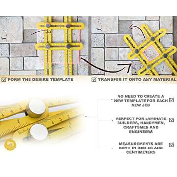 Multi Angle Measuring Ruler Made of Premium Aluminum Easy Angle Ruler 836 angleizer Measurement Tool General Template Tool Box Tile Flooring Gift for Men Women Xeroly Layout Tools by Bluebana