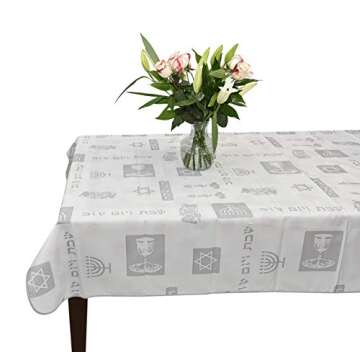 Shabbat Shalom -Yom Tov -Anti Stain Tablecloth Jewish (58"x 118")