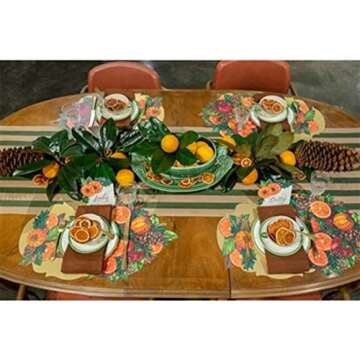 Hester & Cook Green Kraft Striped Table Runner - Disposable Paper Table Runner for Parties or Weddings - American Made