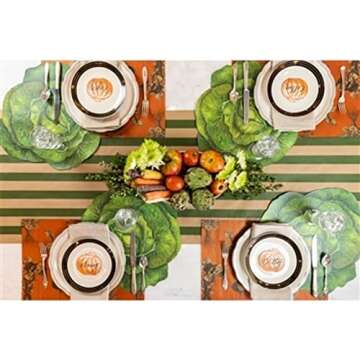 Hester & Cook Green Kraft Striped Table Runner - Disposable Paper Table Runner for Parties or Weddings - American Made