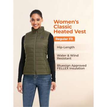 ORORO Women's Heated Vest with Battery Pack, Heating Vest for Outdoors Hiking Skiing (Olive Green,XS)