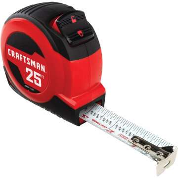 CRAFTSMAN 25-Ft Tape Measure with Fraction Markings, Retractable, Self-Locking Blade (CMHT37225)