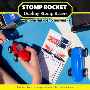 Stomp Racers Air Powered Race Cars by Stomp Rocket, 2 Car Racer Pack - Dueling Stomp Racers Toy Car Launcher - Fun Backyard & Outdoor Multi-Player Kids Toys Gifts for Boys, Girls & Toddlers