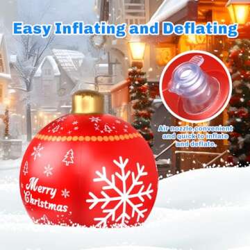 CACSPS 3 Pcs 24 Inch Light up PVC Giant Inflatable Christmas Ball Large PVC Decorated Ball Blow Up Christmas Inflatables Ornaments Outdoor Holiday Yard Tree Decorations for Christmas (Red&Blue&Green)