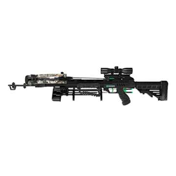 CenterPoint Archery Sniper Elite 385 Crossbow Package C0004 With 4x32mm Scope, Quiver And Arrows, Black/Camo