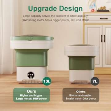 𝐍𝐞𝐰𝐞𝐬𝐭 13L Portable Washing Machine, Large Capacity Foldable Mini Washer and Spin Dryer with Deep Cleaning of Underwear, Baby Clothes and Small Clothes for Apartments, Dorm,RV, Travel, Hotel