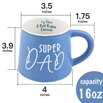 COLLECTIVE HOME - Coffee Mug, Family Ceramic Tea Cup, Funny Gift for Mother's Day/Father's Day, 16 oz, Dishwasher and Microwave Safe, SUPER DAD