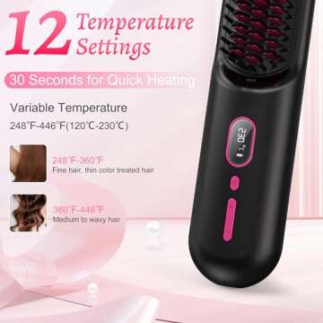 Cordless Hair Straightener Brush for Women