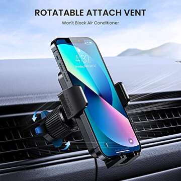 CINDRO Car Vent Phone Mount for Car [Military-Grade Hook Clip] Phone Stand for Car [Thick Cases Friendly] Air Vent Clip Cell Phone Holder for Smartphone, iPhone, Automobile Cradles Universal