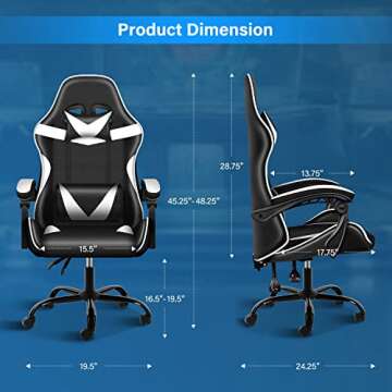 Miibox Backrest and Seat Height Adjustable Swivel Recliner Racing Office Computer Ergonomic, Without footrest,440lb Capacity Video Game Chairs, Black/White