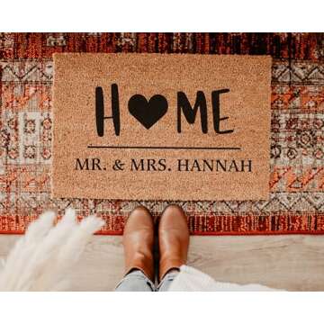 Custom Doormat Family Name | Personalized Doormat | Housewarming Gift | Closing Gift | Welcome Mat | Wedding Gift (Home Couple's Name)