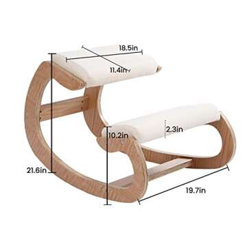 Ergonomic Kneeling Chair Birch Computer Stool Relax Your Knees with Sponge Cushion, Easy to Assemble Improve Sitting Posture for Home Office (Wood)