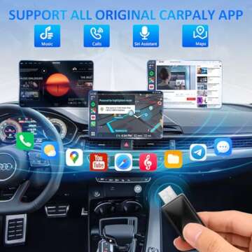 Apple CarPlay Wireless Adapter, Converts Wired to Wireless CarPlay Dongle Plug & Play, Wireless Android Auto Car Adapter, Bluetooth CarPlay Wireless Adapter for iPhone iOS 12+ / Android 11+