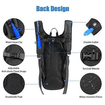 Zavothy Lightweight Hydration Backpack with 2L Water Bladder Water Backpack Hydration Pack for Cycling Running Biking Hiking Backpack Black