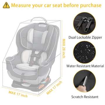 YOREPEK Padded Car Seat Travel Bag Backpack for Airplane, Heavy Duty Car Seat Bags for Air Travel, Carseat Cover for Airplane Travel with Shoulder Strap, Car Seats Carrier for Airport, Black