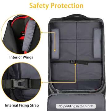 YOREPEK Padded Car Seat Travel Bag Backpack for Airplane, Heavy Duty Car Seat Bags for Air Travel, Carseat Cover for Airplane Travel with Shoulder Strap, Car Seats Carrier for Airport, Black