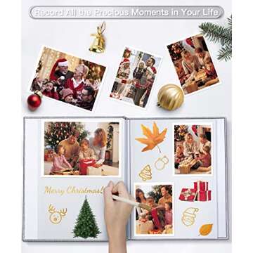 Popotop Photo Album Self Adhesive Scrapbook Album for 4x6 5x7 8x10 Pictures DIY Photo Book,Birthday Gifts for Women Mom,Wedding Baby Family Travel