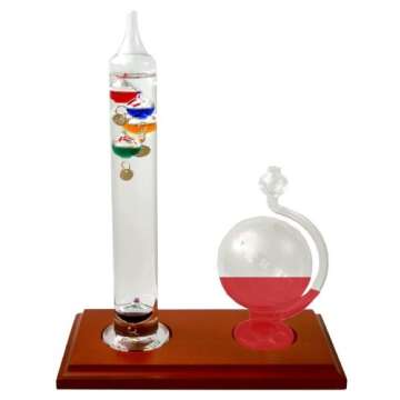 Ambient Weather WS-YG901 Galileo Thermometer and Glass Globe Fluid Barometer