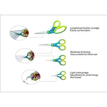 CS CREATIVE STARTUP 5-Piece Soft-Grip Household Scissors Set With Combination Storage Box (3"Thread scissors ,7"Stationery scissors,5"Stationery scissors,8"Tailor scissors）