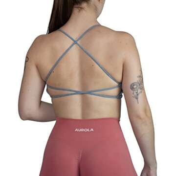 AUROLA Workout Sports Bras Women Athletic Removable Backless Strappy Criss Cross Light Support Gym Fitness Yoga Crop Bra