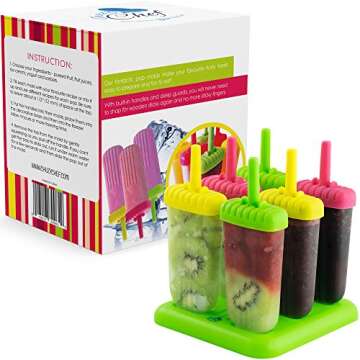 Popsicle Molds Set - 6 Pack Popsicle Mold Ice Popsicle Molds BPA Free Ice Popsicle Mold Ice Pop Mold Ice Popsicles Maker Fun for Kids and Adults (Assorted)