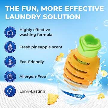 Laundry Masher Pineapple Wash Ball - Natural Reusable Laundry Balls for Washing Machine | Clothes Stain Remover, Odor Eliminator, Fabric Softener | Detergent Alternative