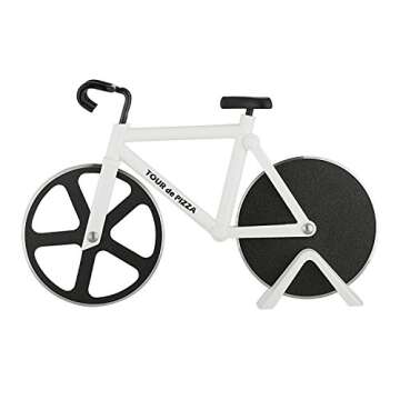 Bicycle Pizza Cutter - The Tour de Pizza Bicycle Pizza Cutter has Dual Stainless Steel Pizza Cutter Wheels - White Elephant Gifts - Funny Gifts - Kitchen Gadgets