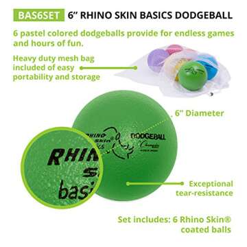 Champion Sports Rhino Skin Basic Dodgeball Set, 6"