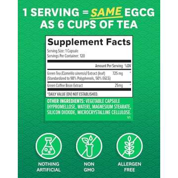 Zenwise Health EGCG Green Tea Extract Capsules - Mental Focus + Immune Health + Antioxidant + Heart Support with Green Coffee Bean for Energy & Metabolism Boost - 120 CT