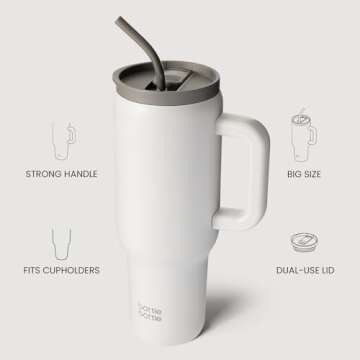 40 oz Stainless Steel Tumbler with Handle & Straw