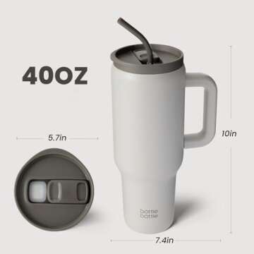 40 oz Stainless Steel Tumbler with Handle & Straw