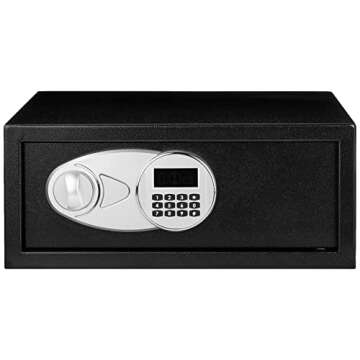 Amazon Basics Steel Security Safe with Programmable Electronic Keypad Lock - Secure Cash, Jewelry, ID Documents, 0.7 Cubic Feet, Black, 16.93''W x 14.57''D x 7.09''H